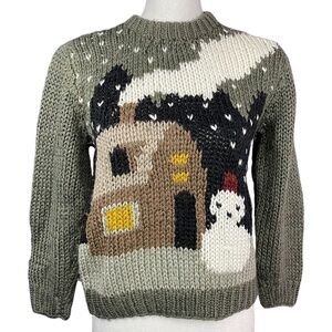 Wool Blend Snowman Sweater Girls 8 - 10 140 Christmas Pullover Cottage House